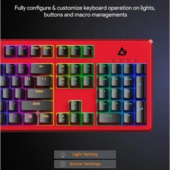 Aukey KM-G18 RGB Mechanical Gaming Wired Keyboard with Red Switches & 104 Keys - Picture 6 of 10